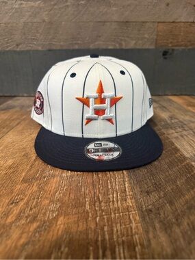 NWT New Era Houston Astros 9FIFTY Pinstripe Snapback Hat White Navy MLB